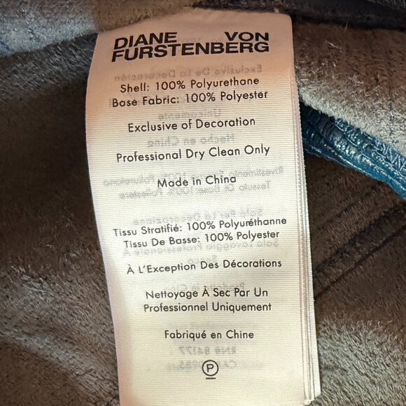 NWT Diane von Furstenberg Chanda pants 6 faux leather Ocean Blue - Picture 12 of 12